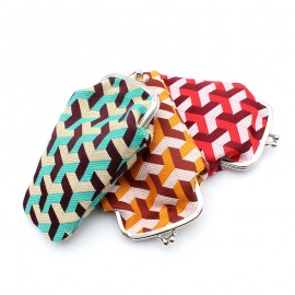 Geometric pattern clasp purse
