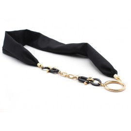 Black Silk and Acetate pendant with plated gold ring