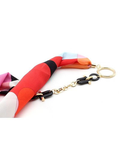 Multicolor Silk and Acetate pendant with plated gold ring
