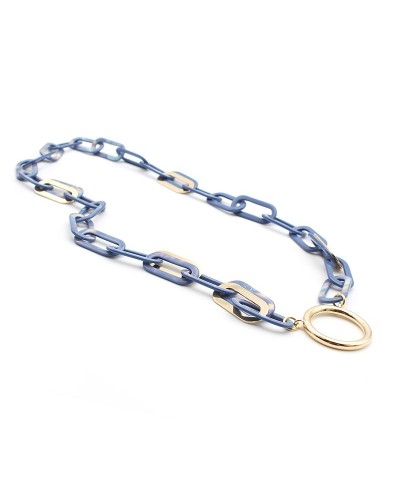 Pearly blue Acetate pendant with plated gold parts