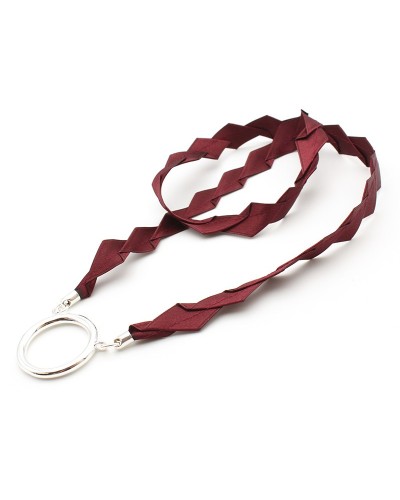 Burgundy Satin pendant with plated silvery ring