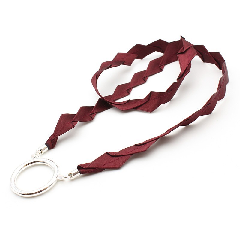 Pendentif en Satin avec anneau plaqué argent Bordeau