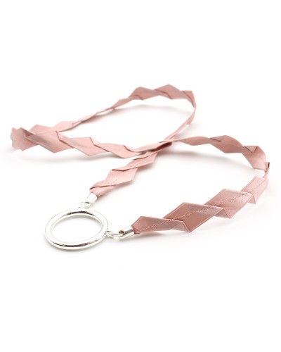 Pink Satin pendant with plated silvery ring