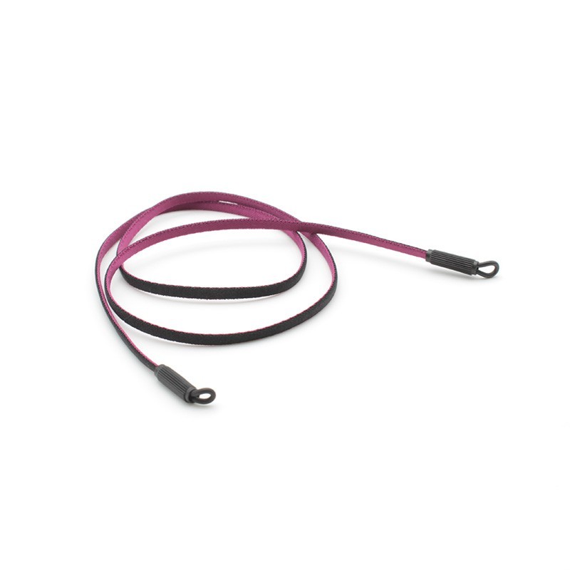 Cordon plat stretch en polyester Fuchsia et Noir