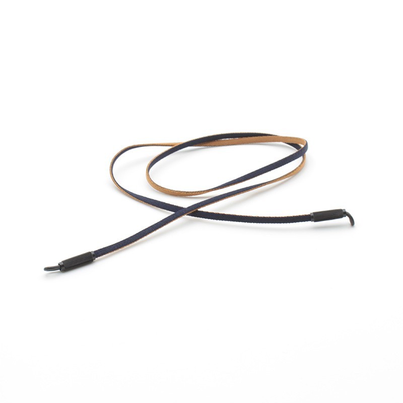 Beige and Navy-blue stretch flat polyester cord