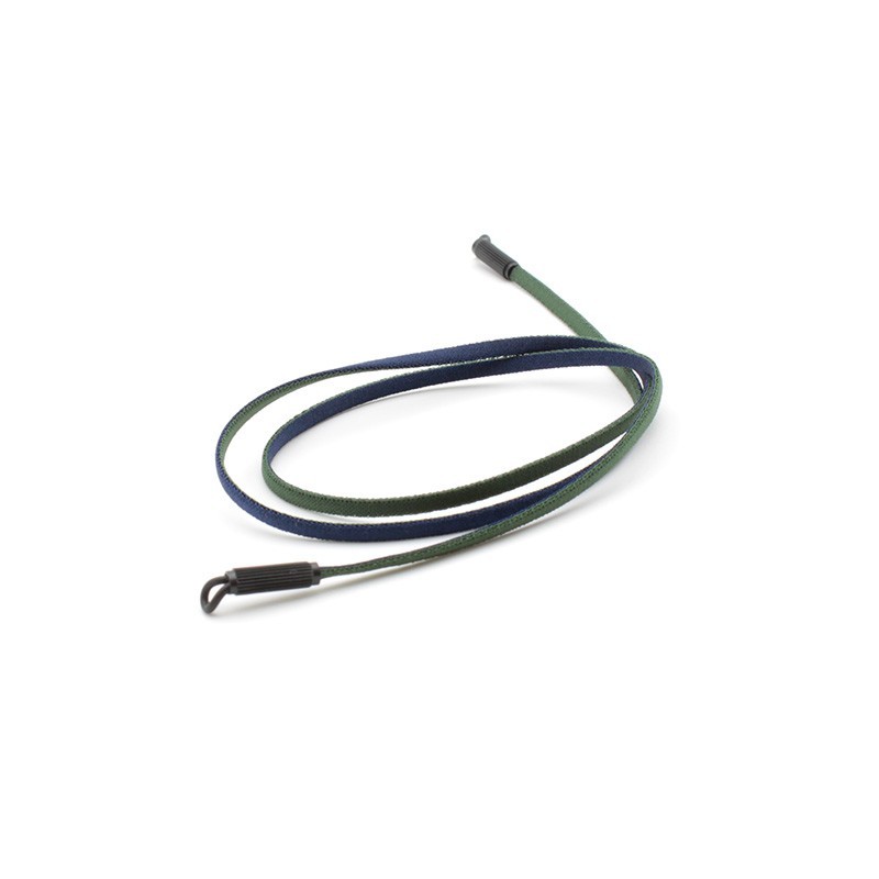 Cordon plat stretch en polyester Bleu et Vert