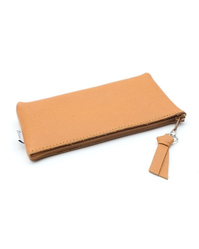 Tobacco Zip leather pouch