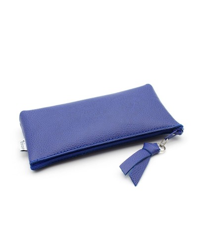 Blue Zip leather pouch
