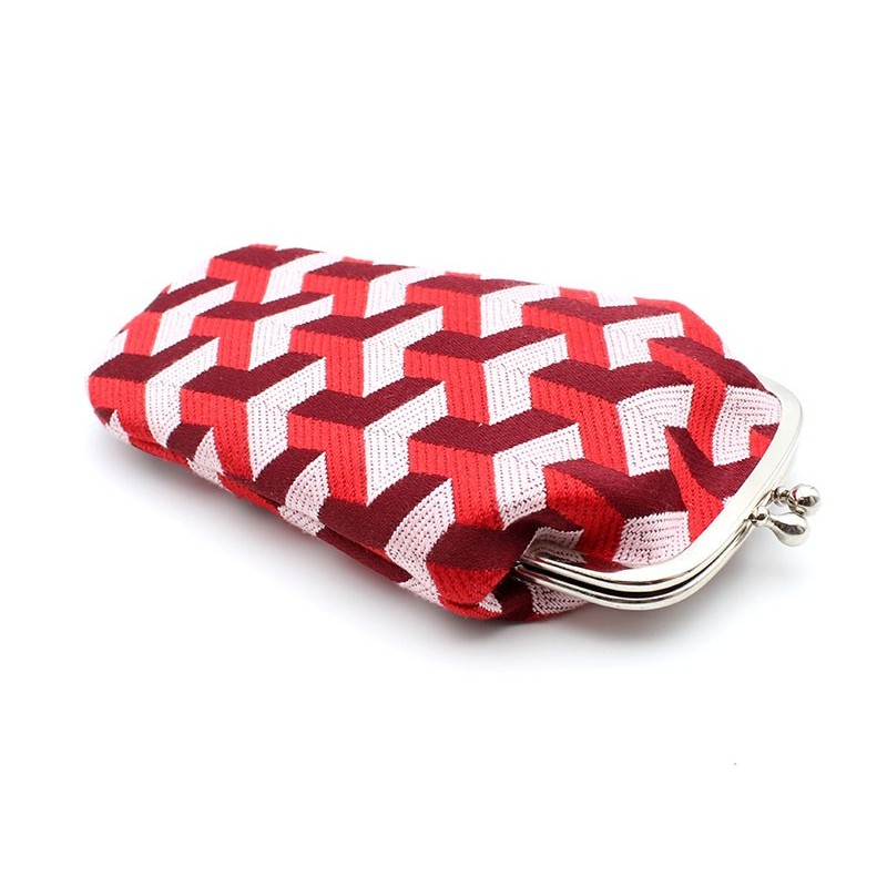 Red Geometric pattern clasp purse