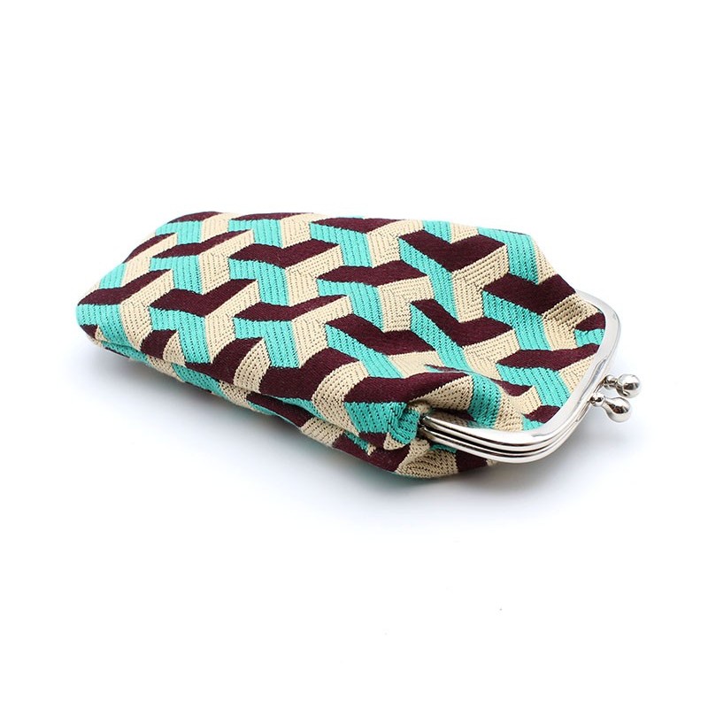 Etui porte-monnaie avec motif Géométrique Turquoise