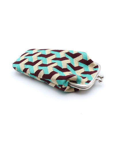 Turquoise Geometric pattern clasp purse