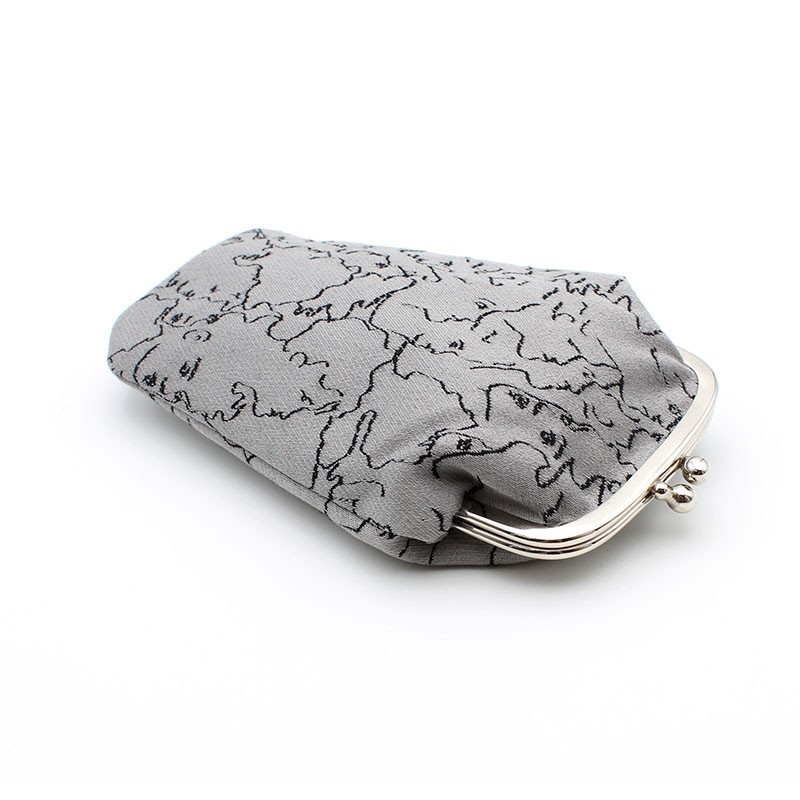 Gray Face pattern clasp purse