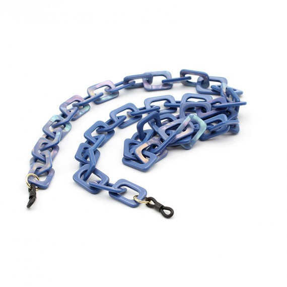 Pearly blue Acetate chain with Medium rectangular links