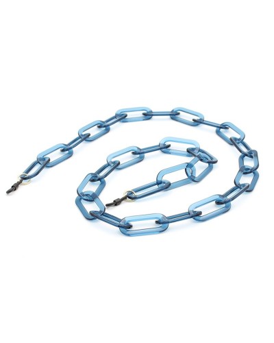 Crystal blue Acetate chain with big rounded rectangular links	