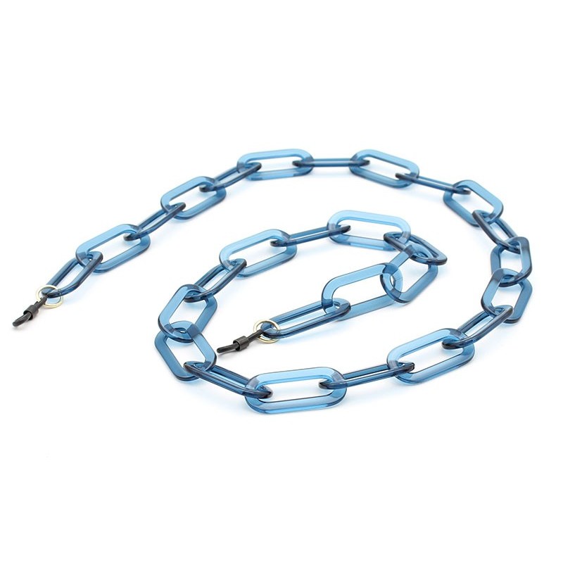 Crystal blue Acetate chain with big rounded rectangular links	