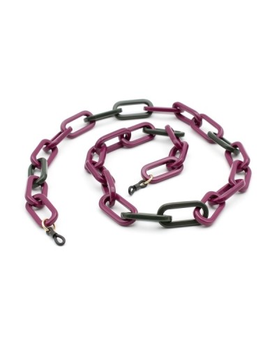 Burgundy and Green Acetate chain with big rounded rectangular and thick links