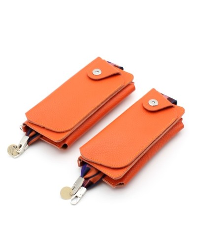 Orange Small leather shoulder bag