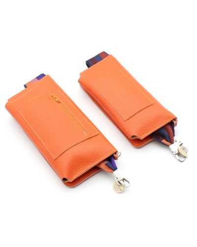 Orange Small leather shoulder bag 2 sizes Back