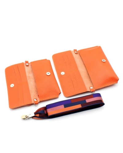 Orange Small leather shoulder bag 2 sizes Inside