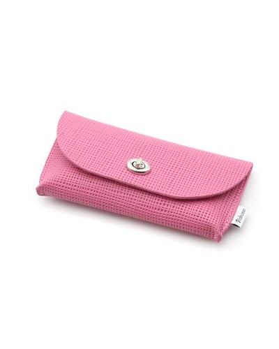 Pink Fancy waffle leather pouch