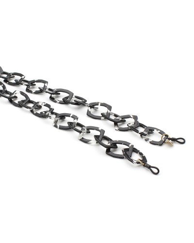 Black and Crystal Acetate chain with Big Octagonal links