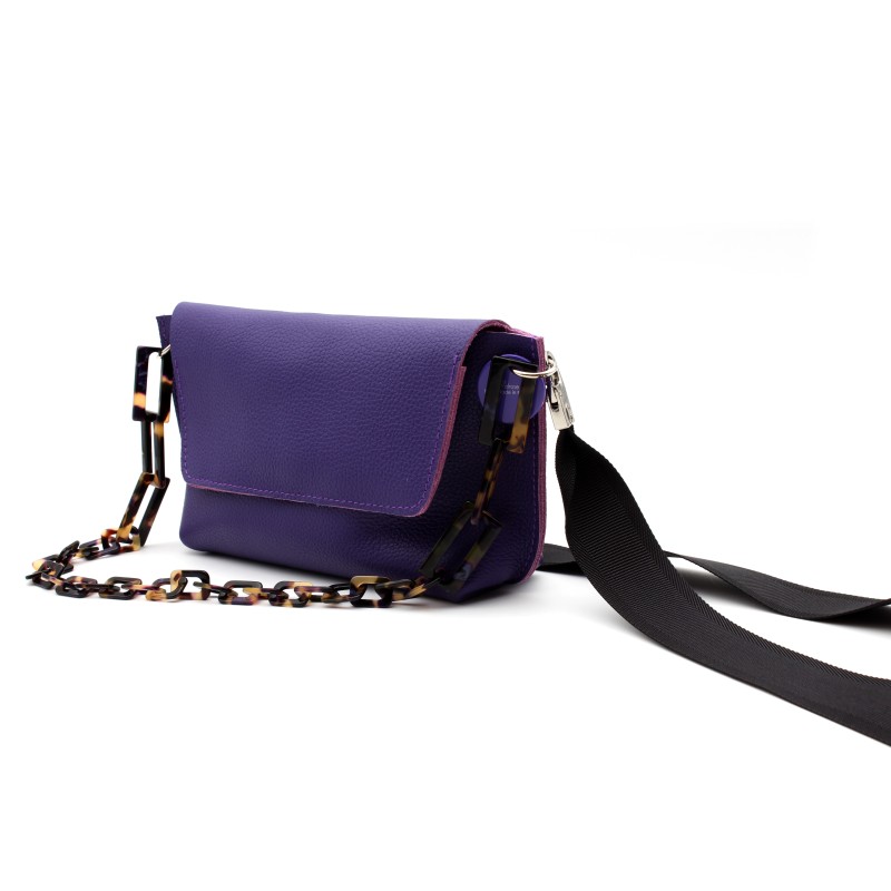 Purple Turaco - Leather Bag carried by hand or over the shoulder