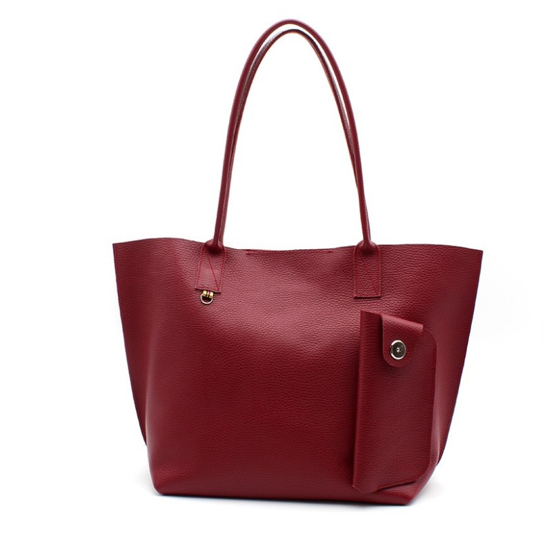 Inséparables - Grands cabas en cuir avec étui extérieur Cerise