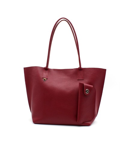 Love Birds - Large tote bags in leather with a front case Cherry