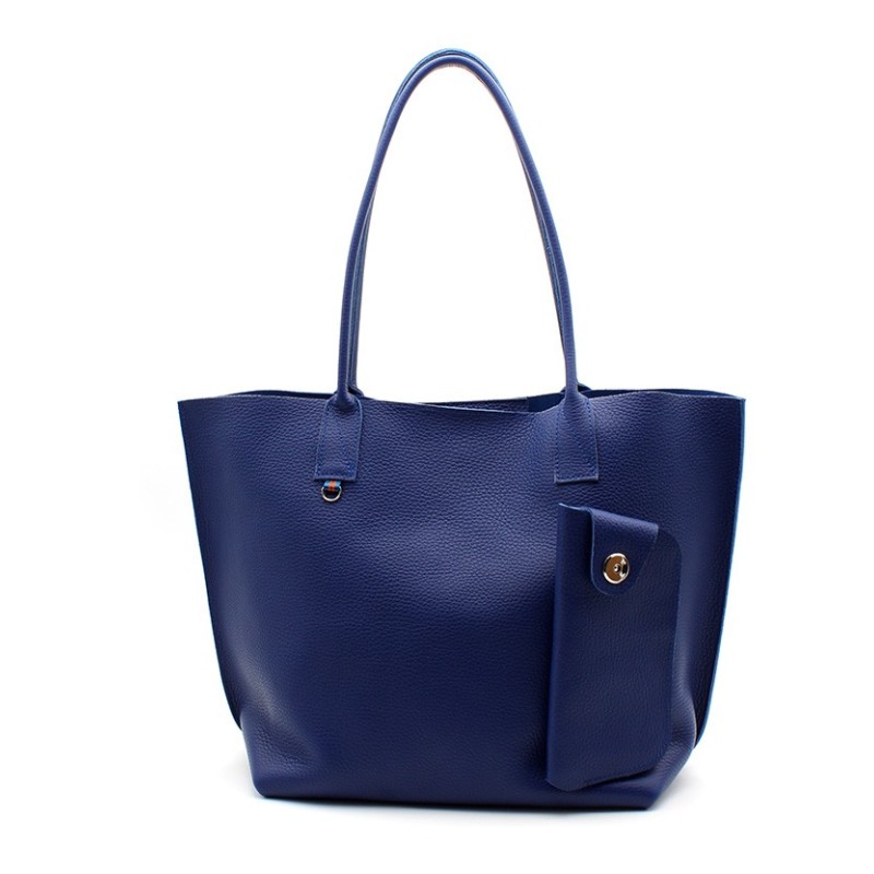 Inséparables - Grands cabas en cuir avec étui extérieur Bleu