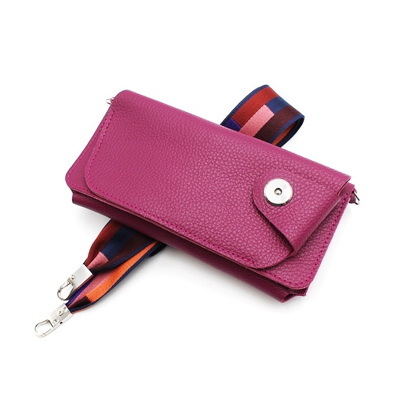 Petite sacoche cuir en bandoulière Prune