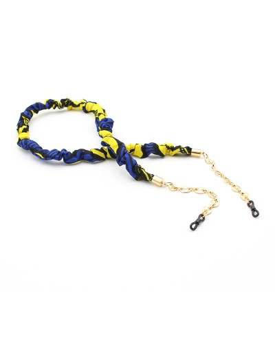 Metal chain with Wax fabric Blue