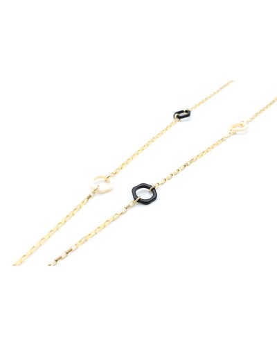 Metal chain with acetate flowers