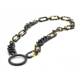 Acetate pendant with curb and fancy chain
