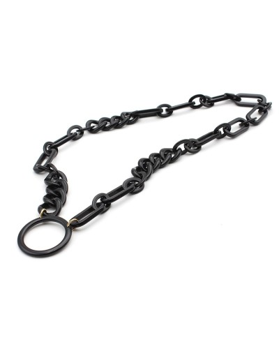 Black Acetate pendant with curb and fancy chain