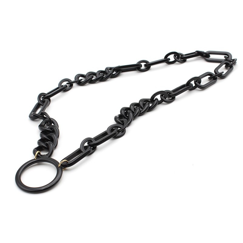 Black Acetate pendant with curb and fancy chain