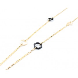 Metal chain with acetate flowers