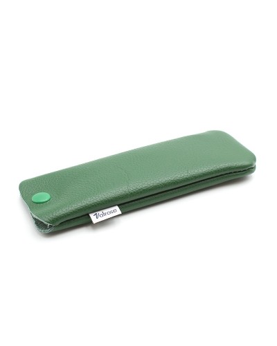 Green Leather glasses case with press-stud