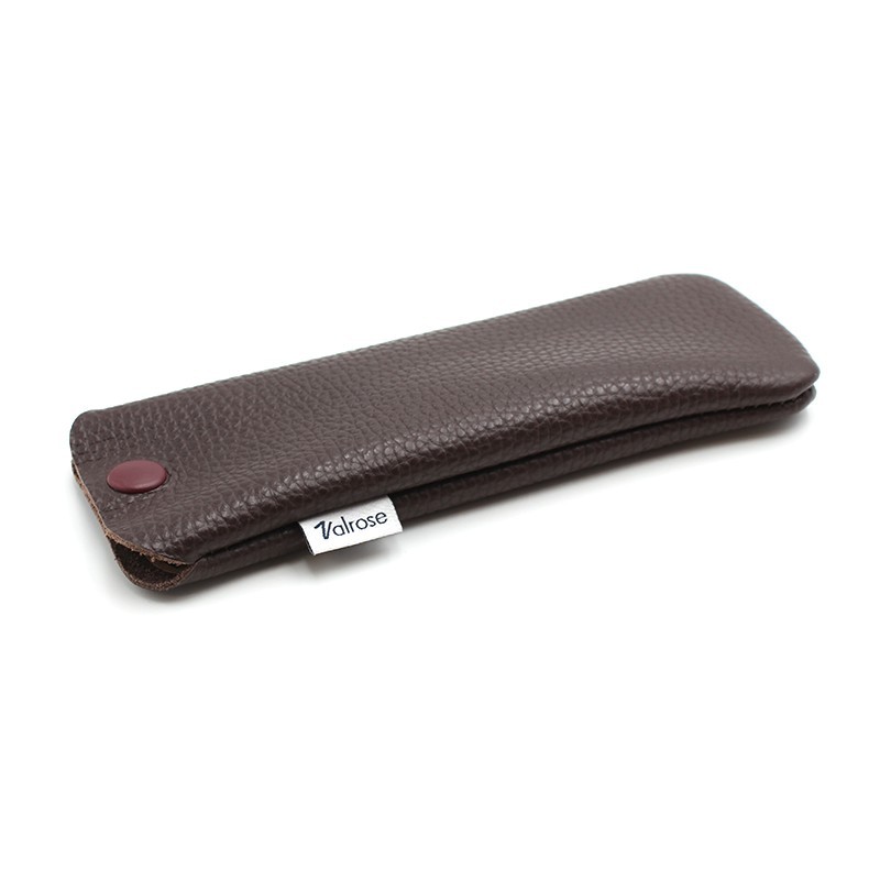 Brown Leather glasses case with press-stud