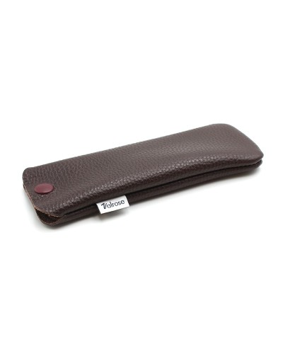 Brown Leather glasses case with press-stud