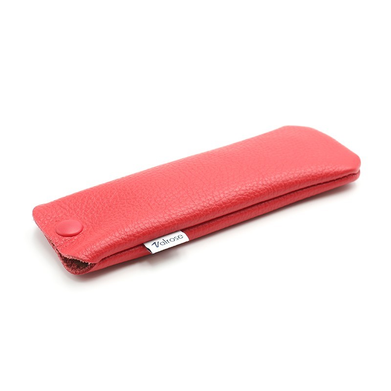 Red Leather glasses case with press-stud