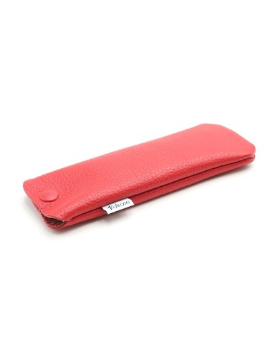 Red Leather glasses case with press-stud