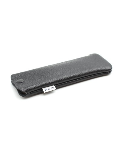 Black Leather glasses case with press-stud