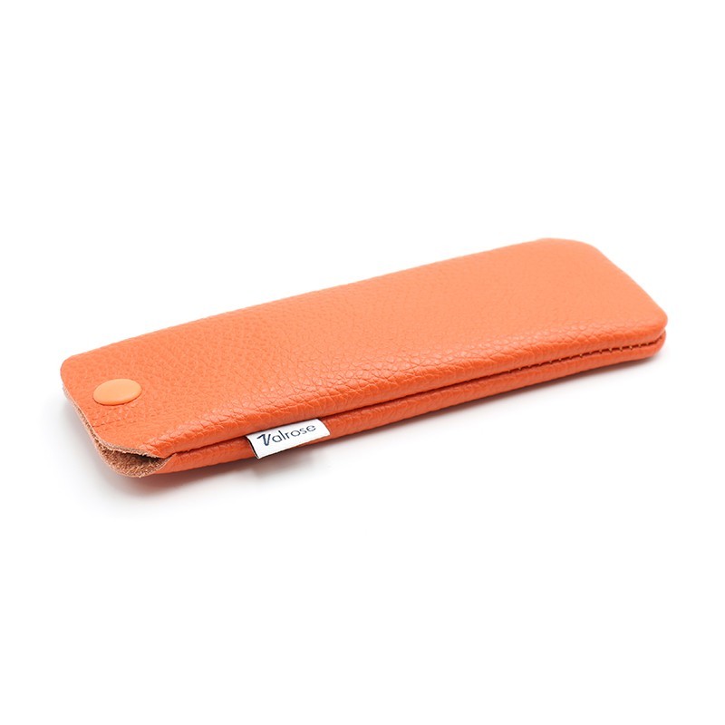 Orange Leather glasses case with press-stud