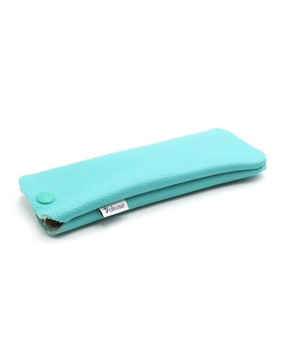 Mint Leather glasses case with press-stud