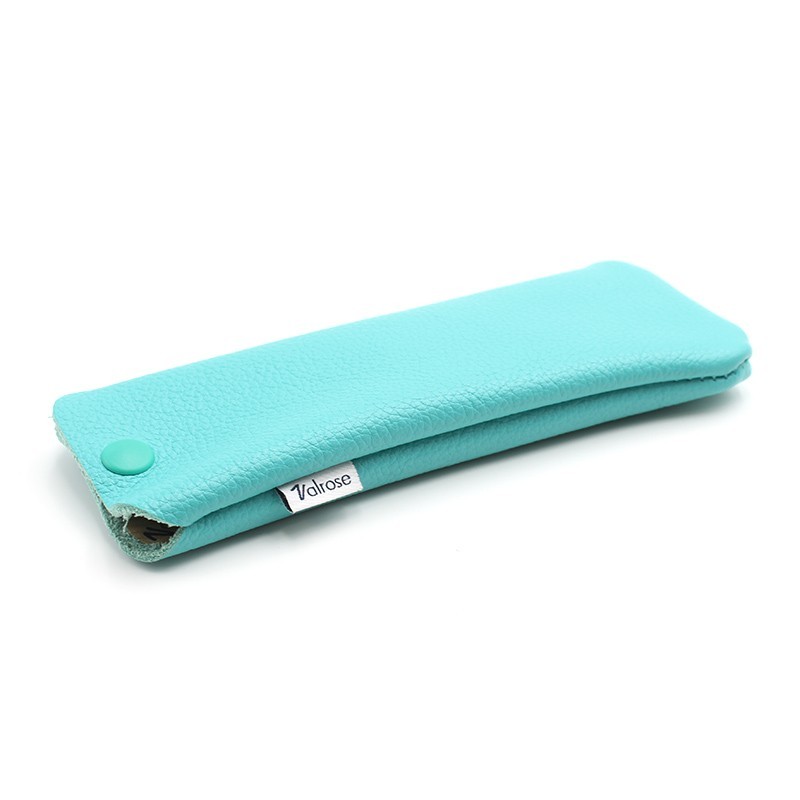 Mint Leather glasses case with press-stud