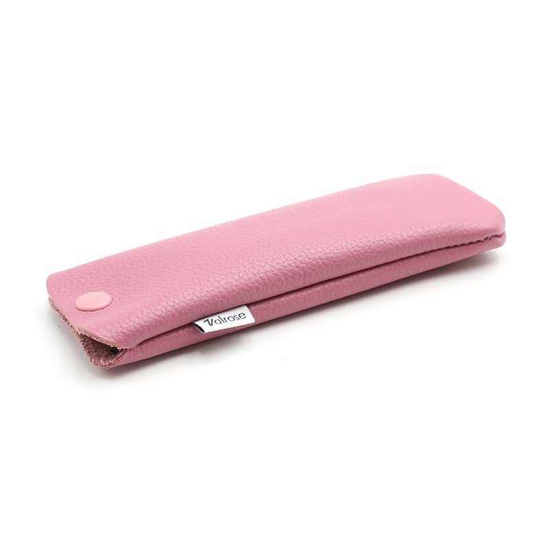 Pink Leather glasses case with press-stud