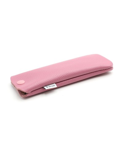Pink Leather glasses case with press-stud