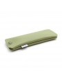 Olive Leather glasses case with press-stud