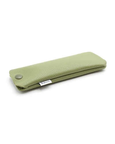 Olive Leather glasses case with press-stud