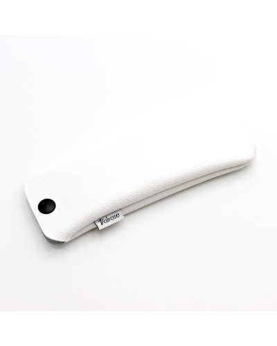 White Leather glasses case with press-stud